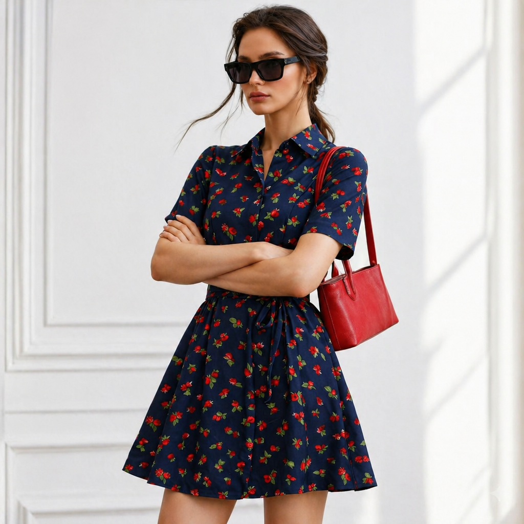Amazing Cherry Lane Mini Dress worn by a model. Buy the best clothes from Thirtieth .in