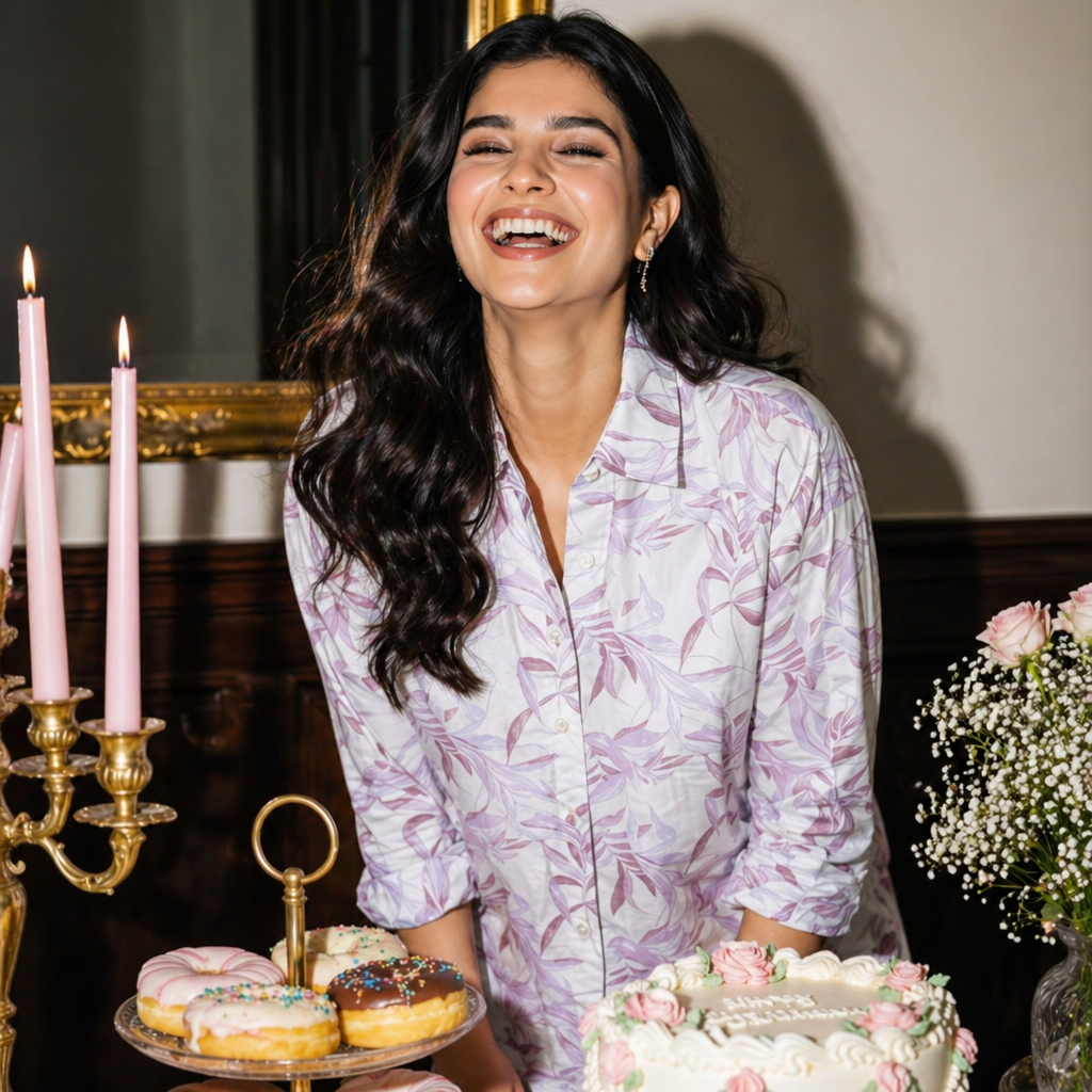 Amazing Lilac Leaf Cotton Shirt worn by a model. Buy the best clothes from Thirtieth .in