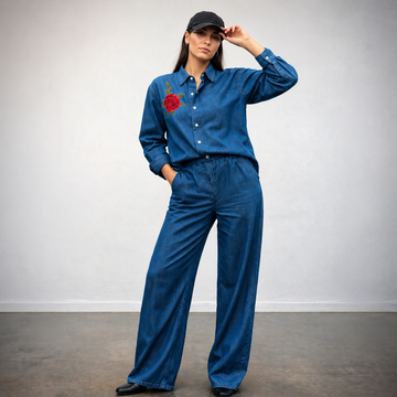 Amazing Urban Indigo Set worn by a model. Buy the best clothes from Thirtieth .in