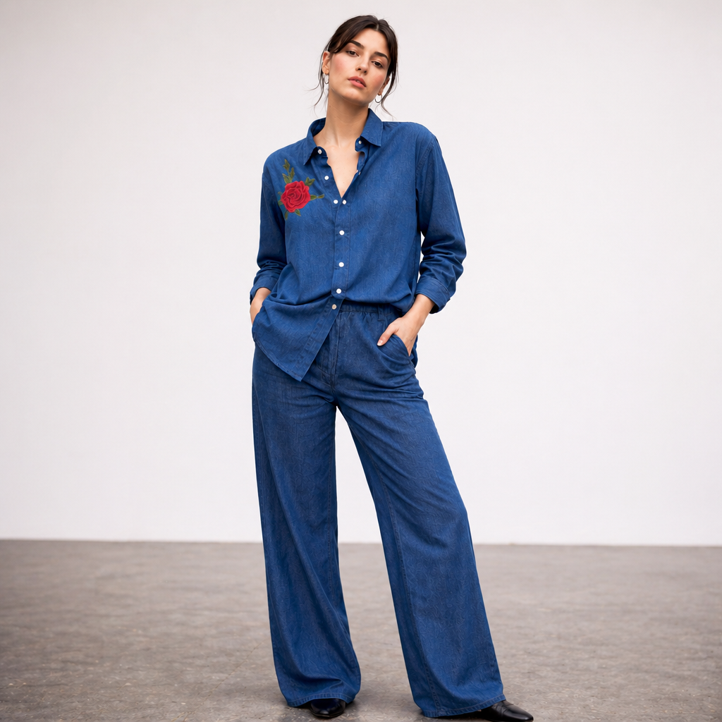 Amazing Urban Indigo Set worn by a model. Buy the best clothes from Thirtieth .in