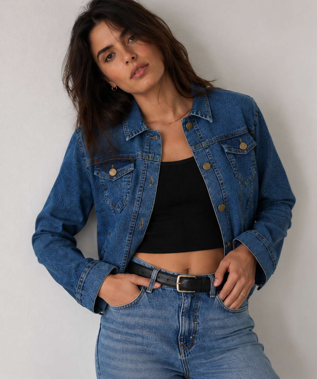 Amazing The Everyday Indigo Denim Jacket worn by a model. Buy the best clothes from Thirtieth .in