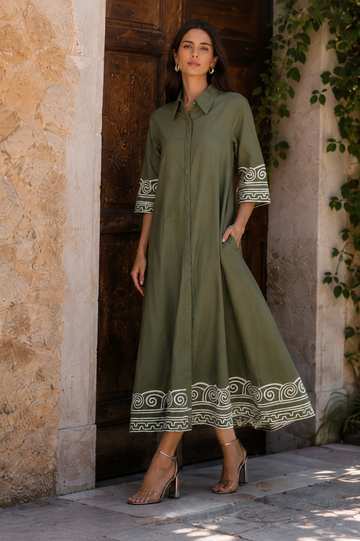 Olive Reverie Shirt Dress
