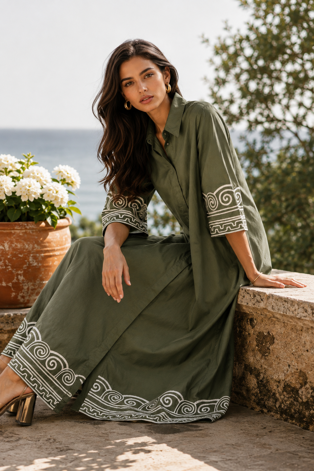 Olive Reverie Shirt Dress