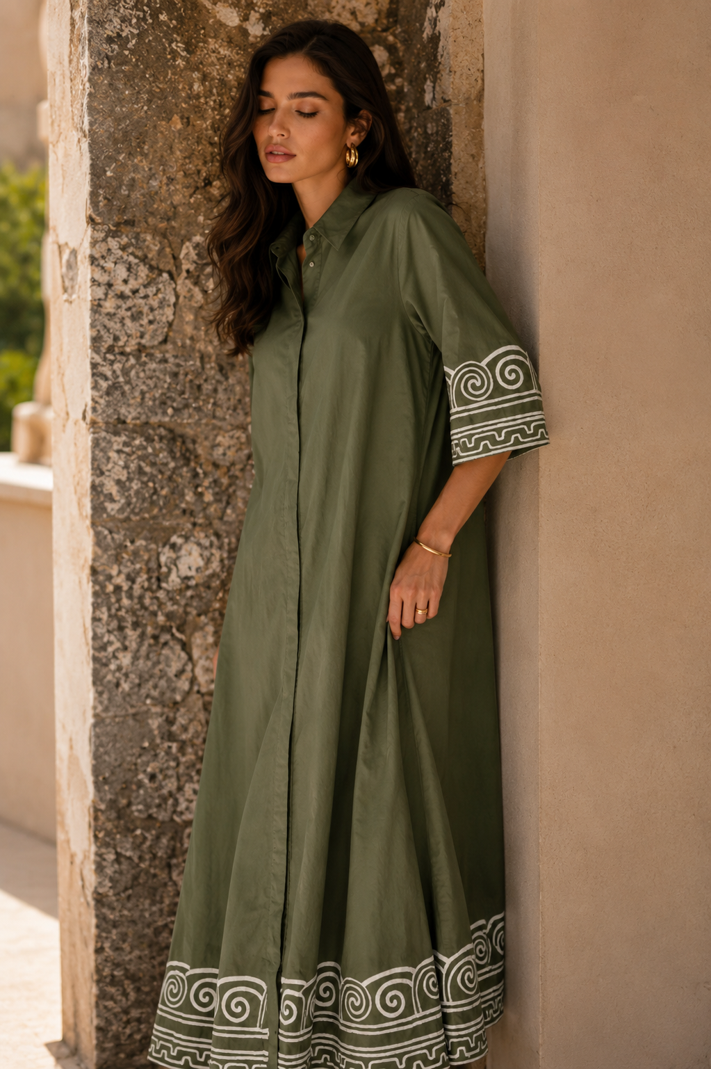 Olive Reverie Shirt Dress