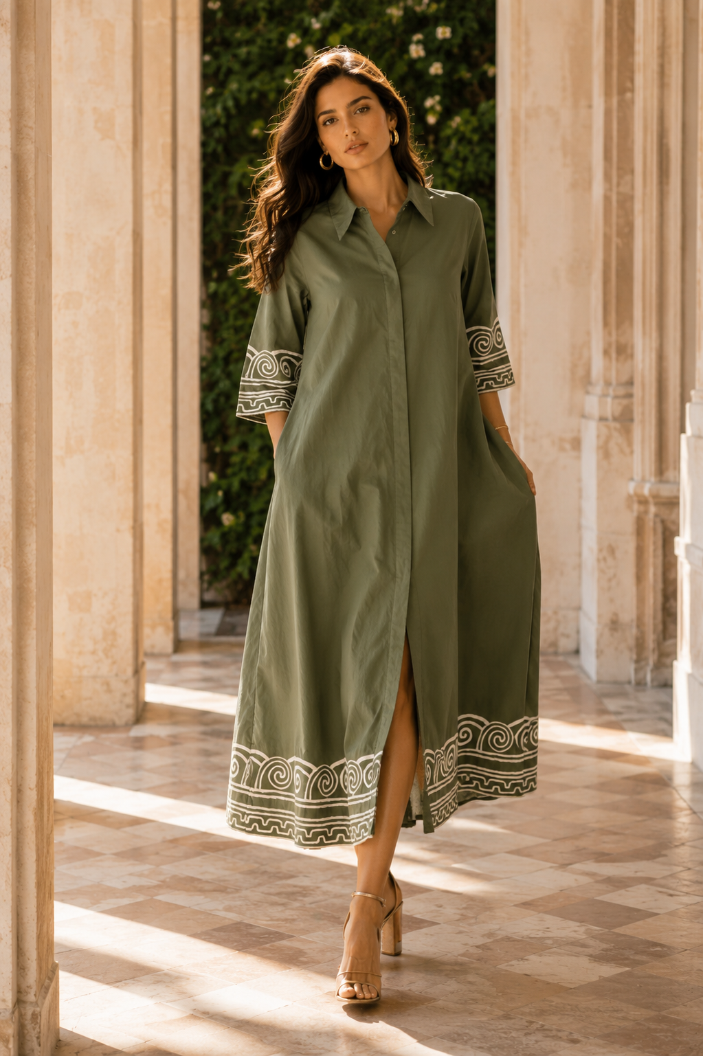 Olive Reverie Shirt Dress