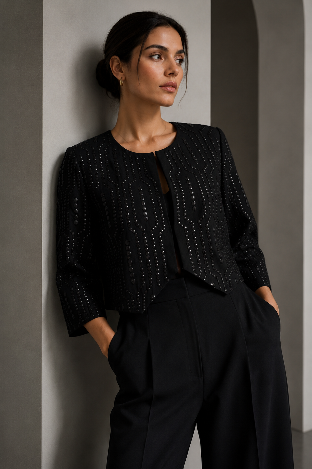 Amazing Noir Muse Embellished Top worn by a model. Buy the best clothes from Thirtieth .in