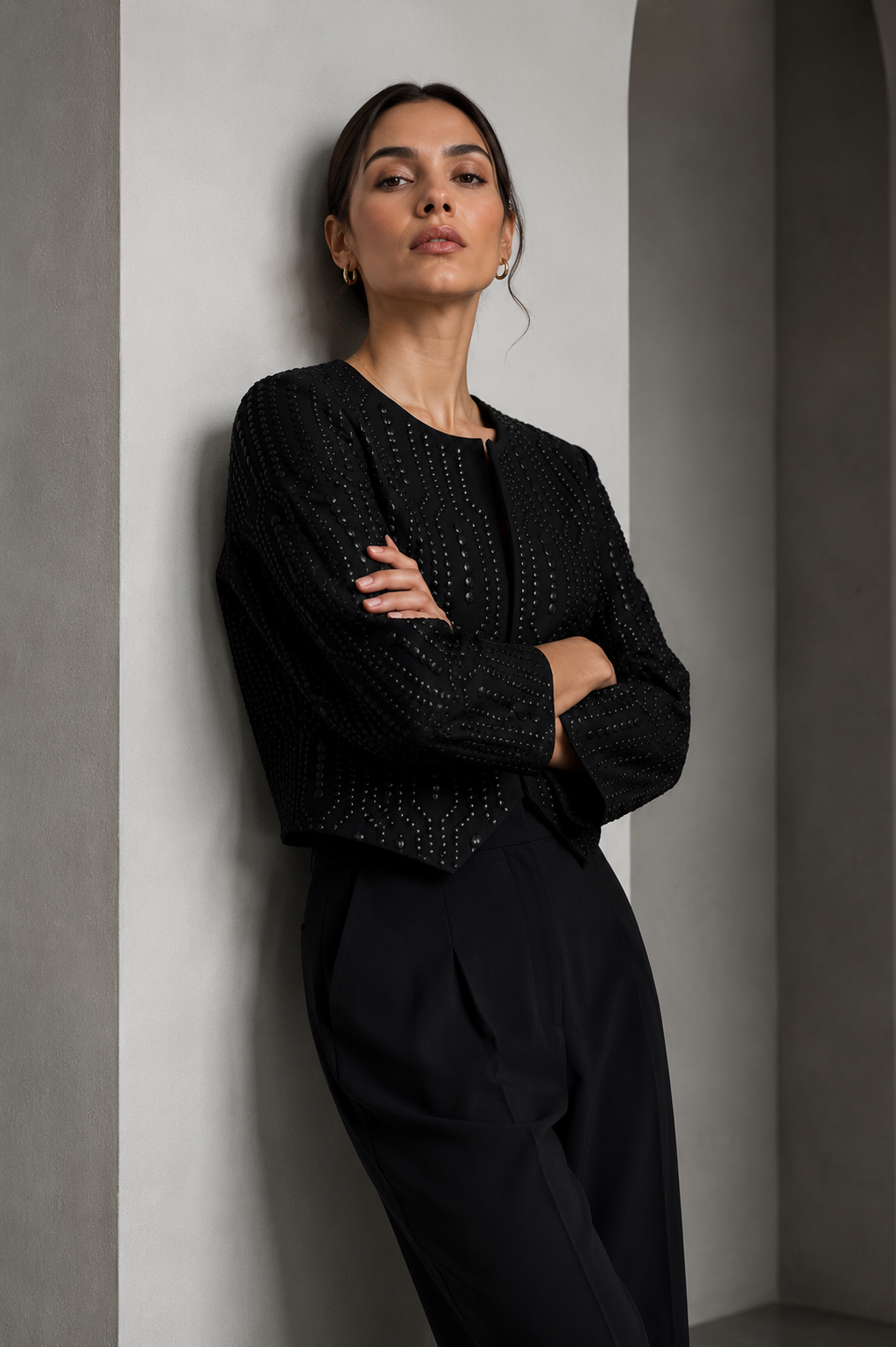 Amazing Noir Muse Embellished Top worn by a model. Buy the best clothes from Thirtieth .in