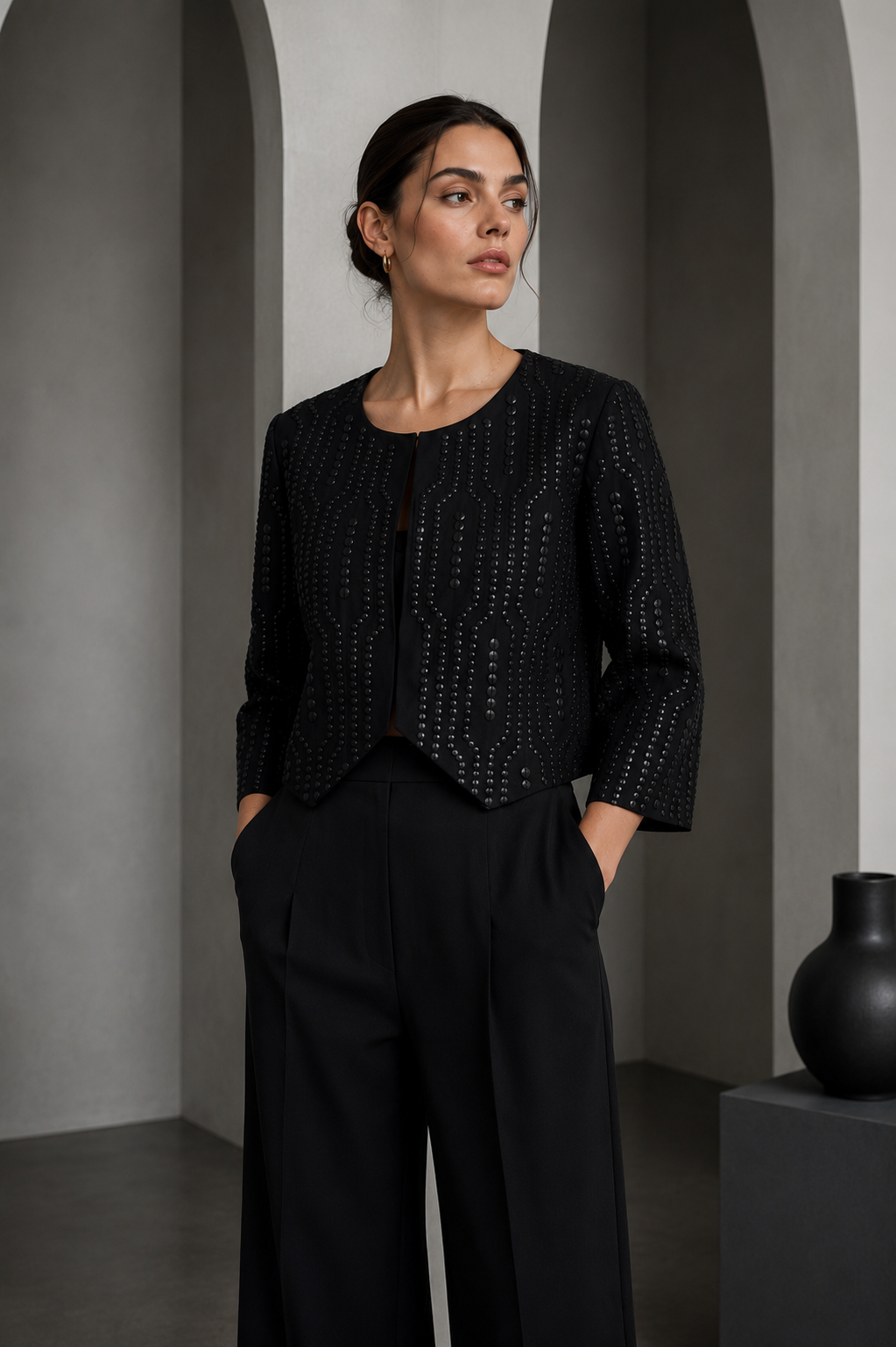 Amazing Noir Muse Embellished Top worn by a model. Buy the best clothes from Thirtieth .in