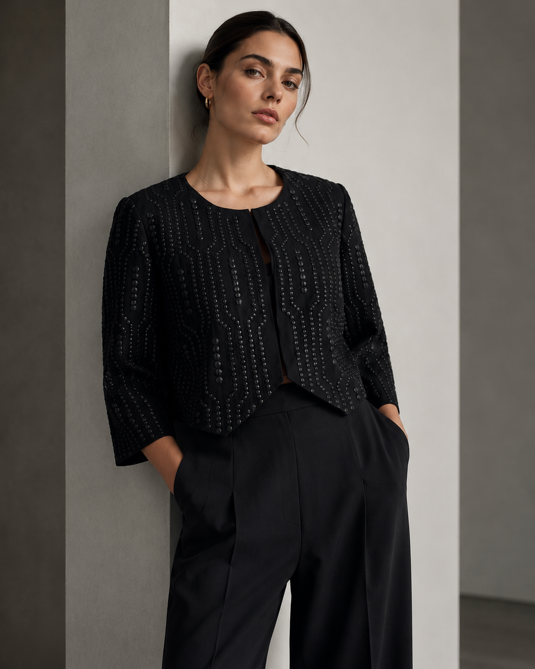Amazing Noir Muse Embellished Top worn by a model. Buy the best clothes from Thirtieth .in