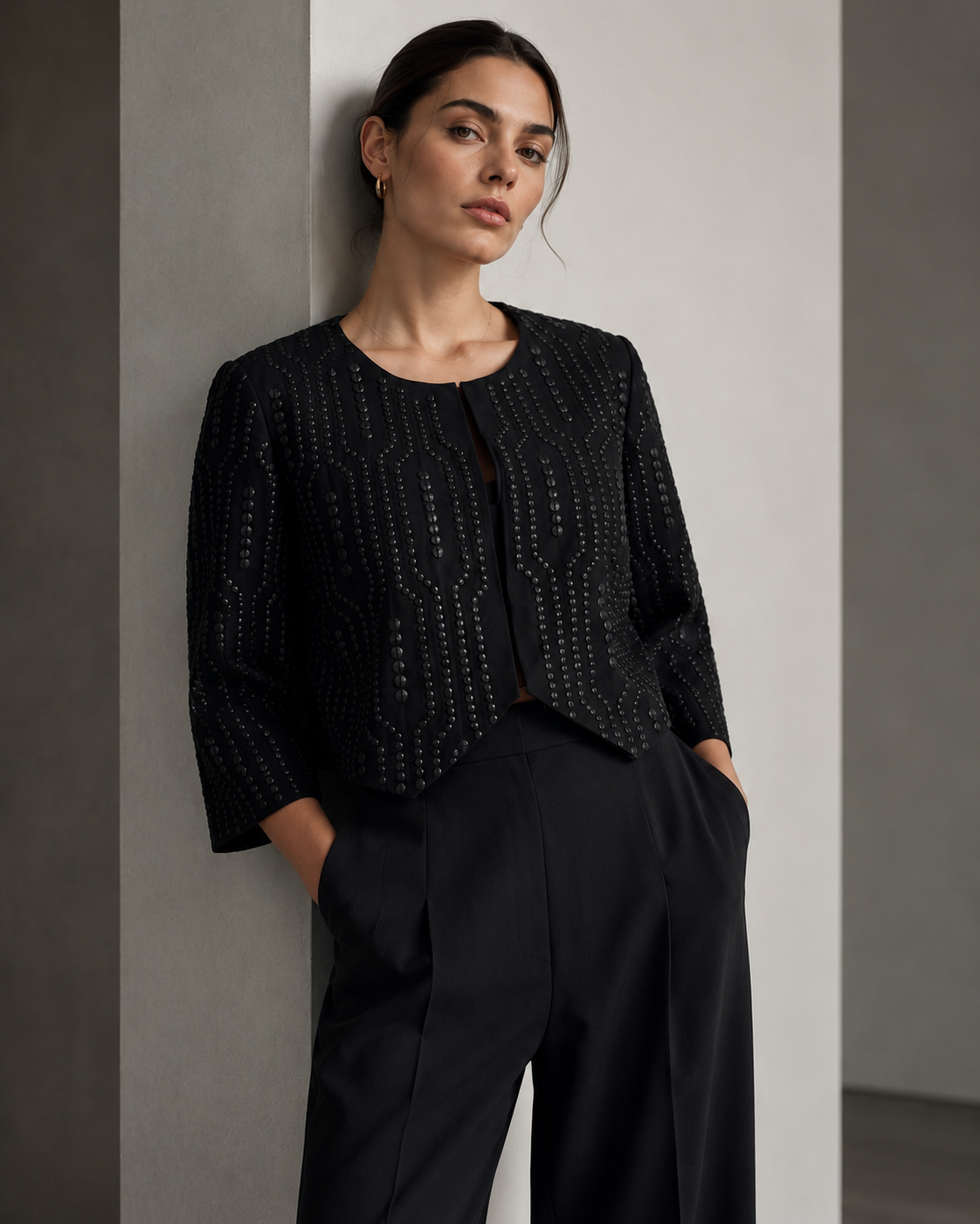 Amazing Noir Muse Embellished Top worn by a model. Buy the best clothes from Thirtieth .in