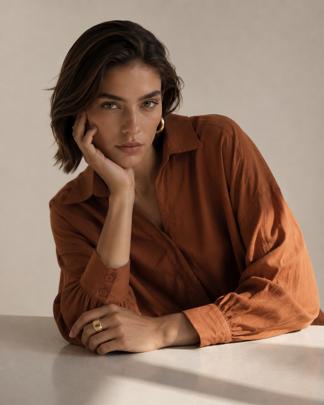 Amazing Terra Drape Shirt worn by a model. Buy the best clothes from Thirtieth .in