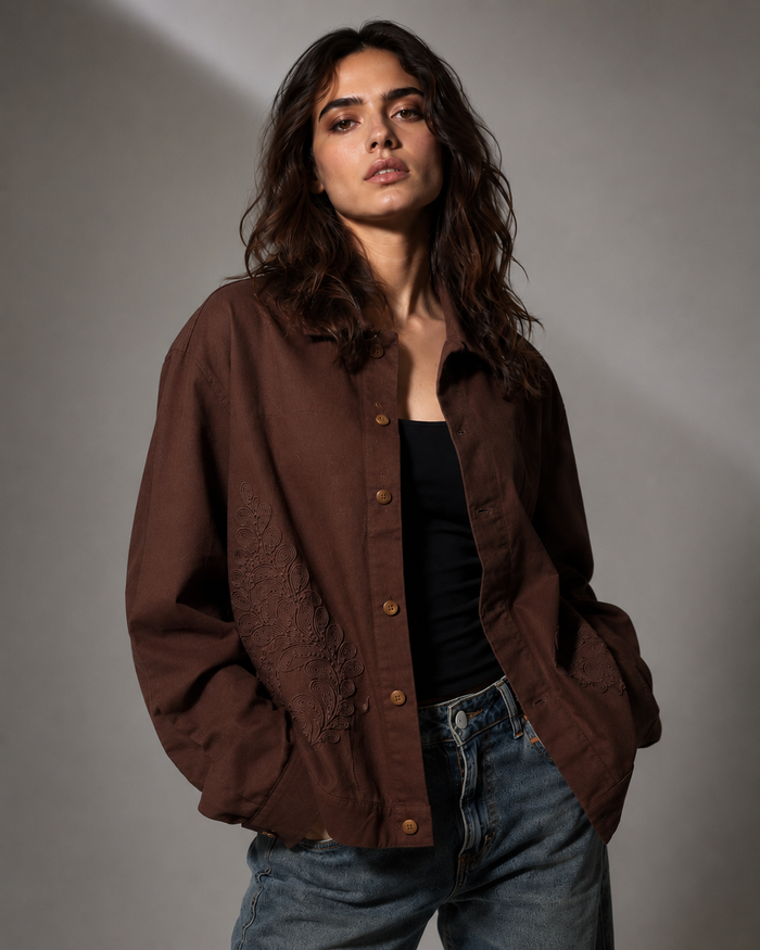 Amazing Founder's Jacket – Signature Oversized Fit worn by a model. Buy the best clothes from Thirtieth .in