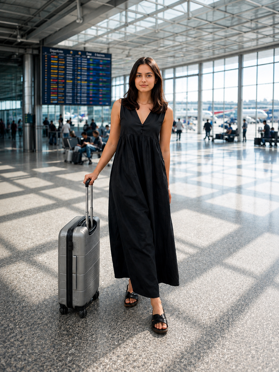Amazing Black Flow Jumpsuit worn by a model. Buy the best clothes from Thirtieth .in