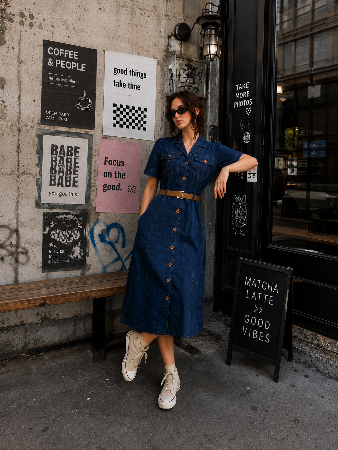 Amazing Indigo Belt Denim Dress worn by a model. Buy the best clothes from Thirtieth .in