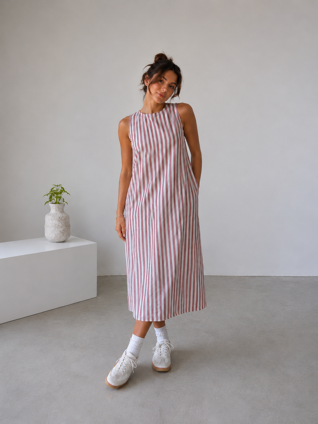 Amazing The Easy Stripe Dress worn by a model. Buy the best clothes from Thirtieth .in
