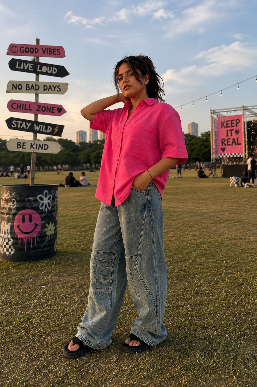 Neon Drift Oversized Linen Shirt