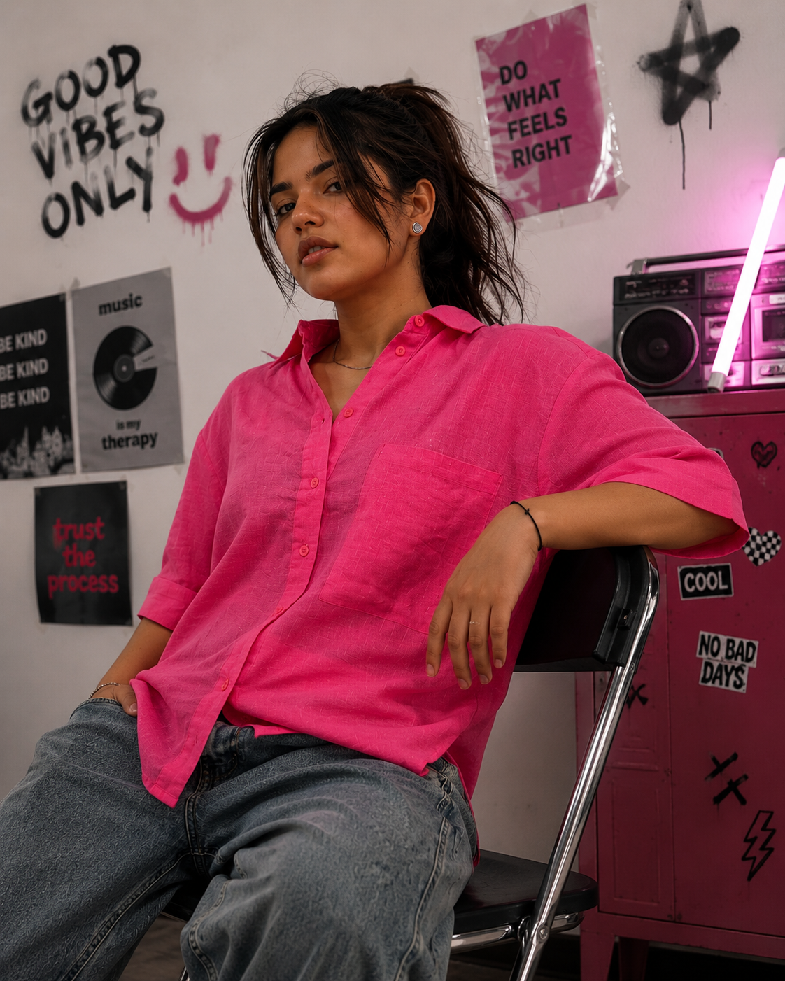 Neon Drift Oversized Linen Shirt