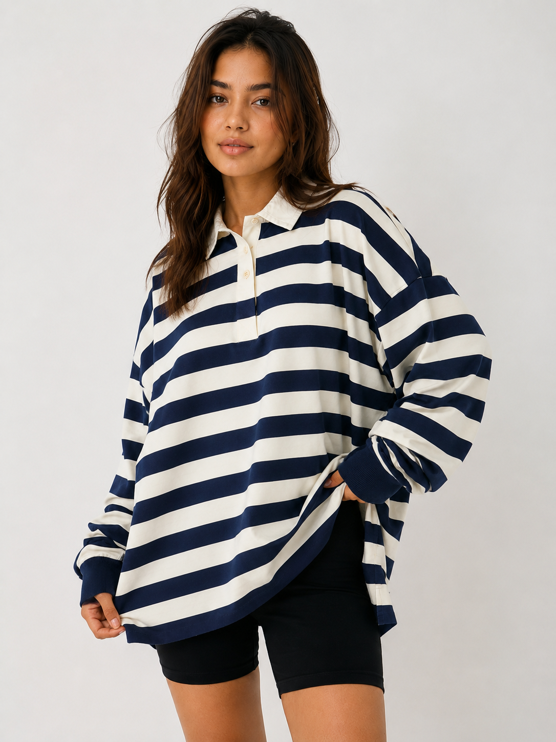 Harbor Stripe Oversized Rugby Tee