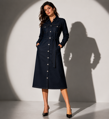 Sapphire Indigo Denim Shirt Dress