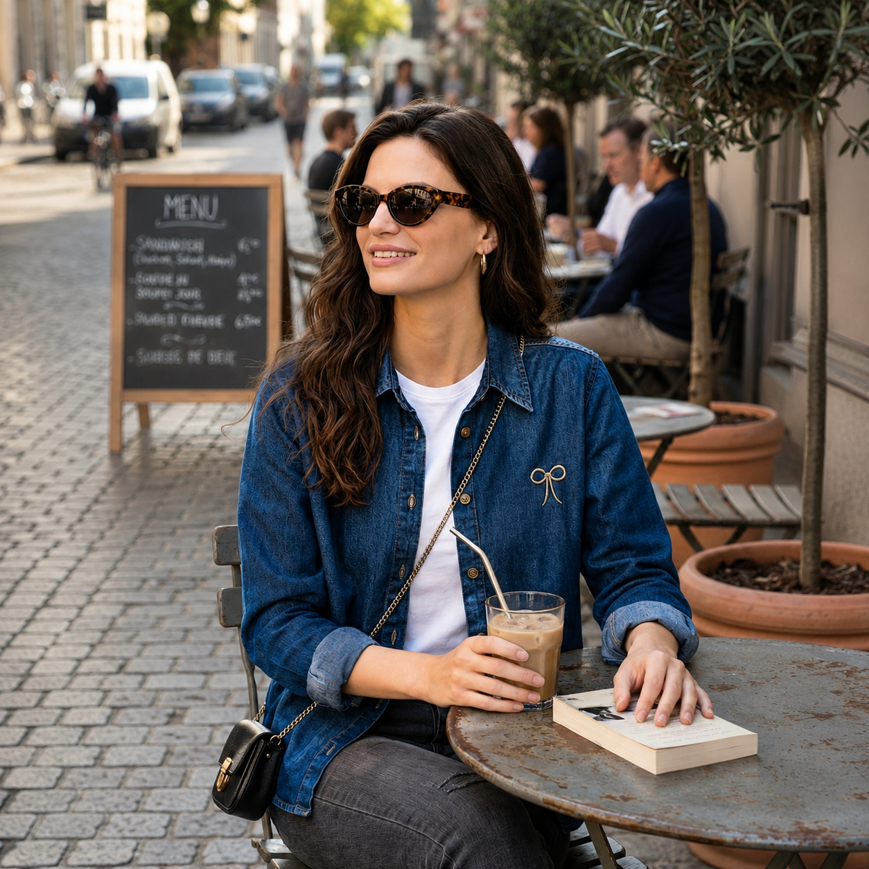 Blue Denim Bow Shirt