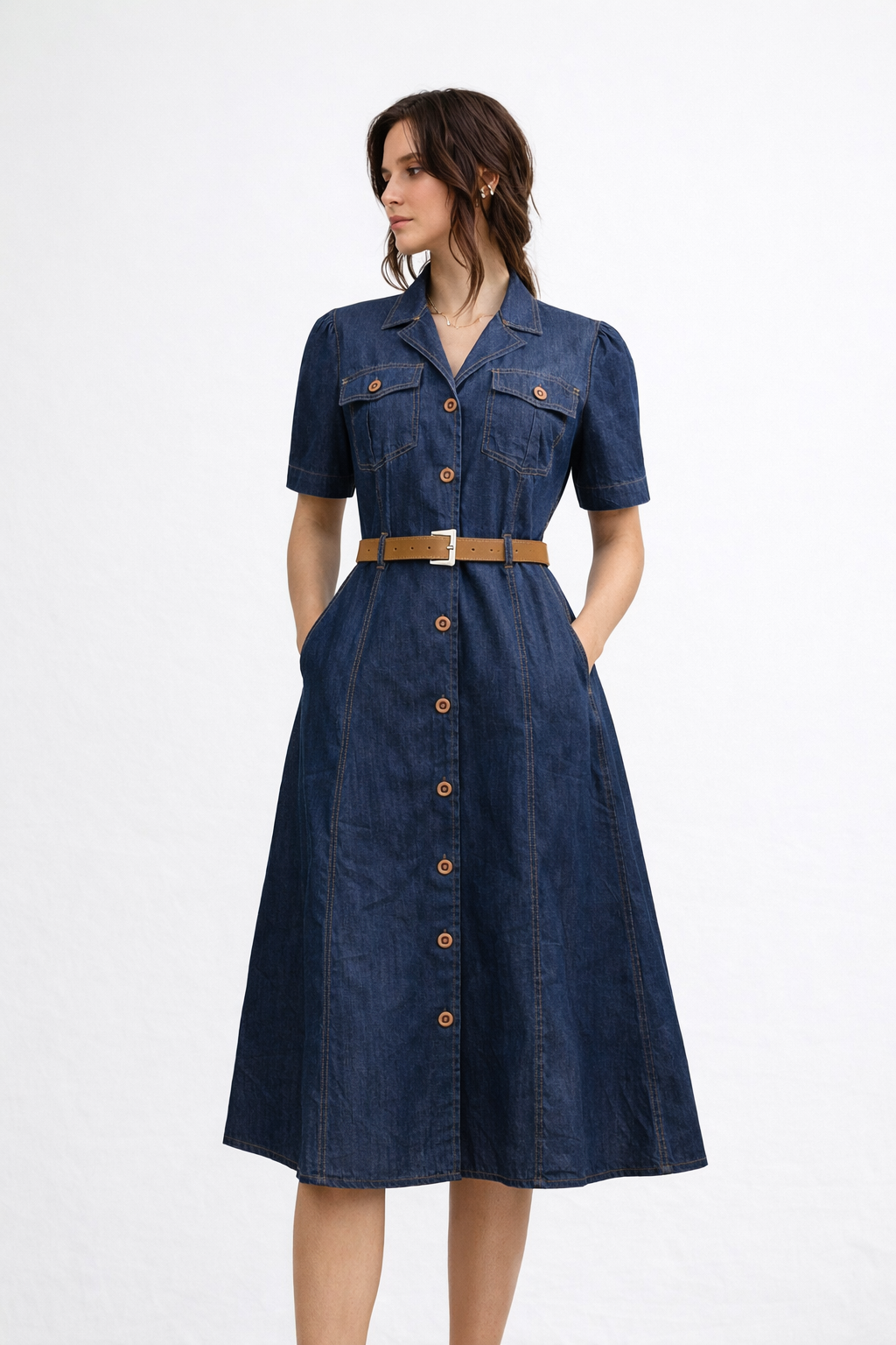 Indigo Belt Denim Dress
