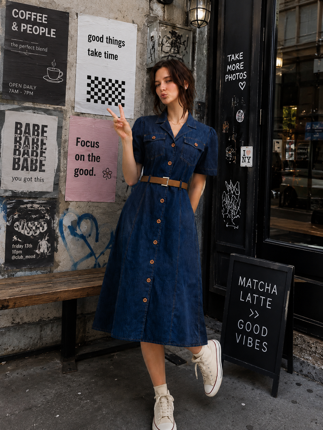 Indigo Belt Denim Dress
