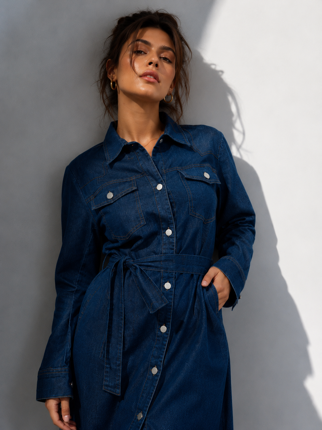 Midnight Indigo Denim Shirt Dress