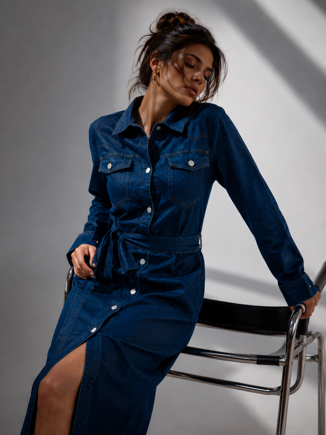 Midnight Indigo Denim Shirt Dress