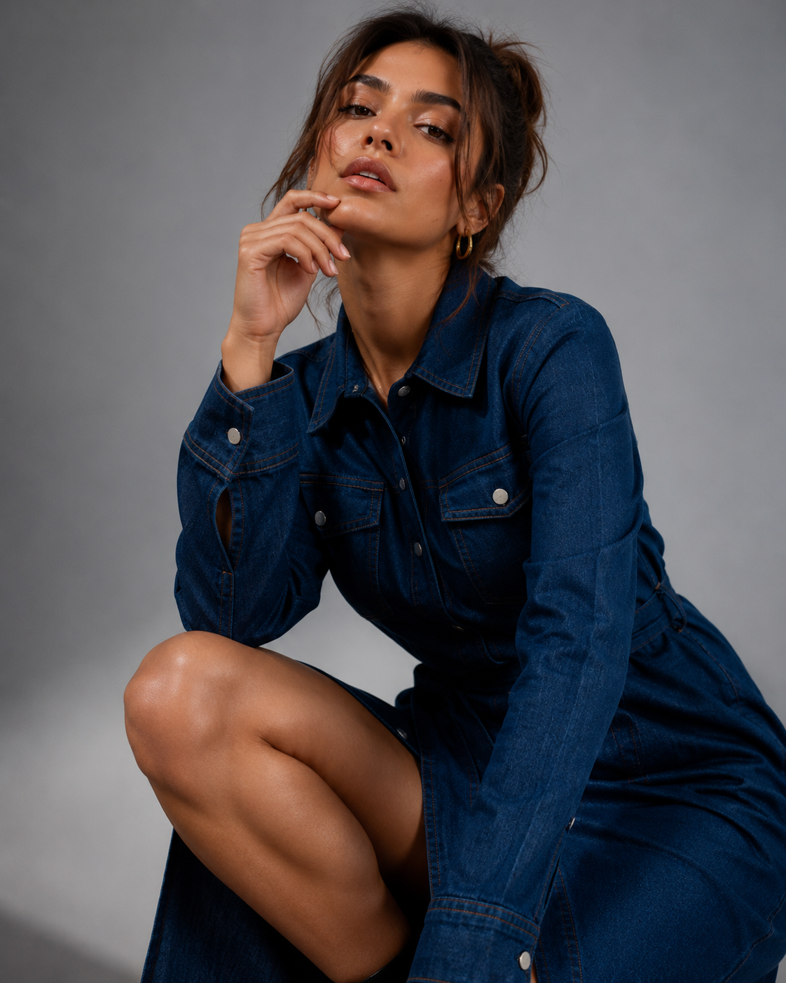 Midnight Indigo Denim Shirt Dress