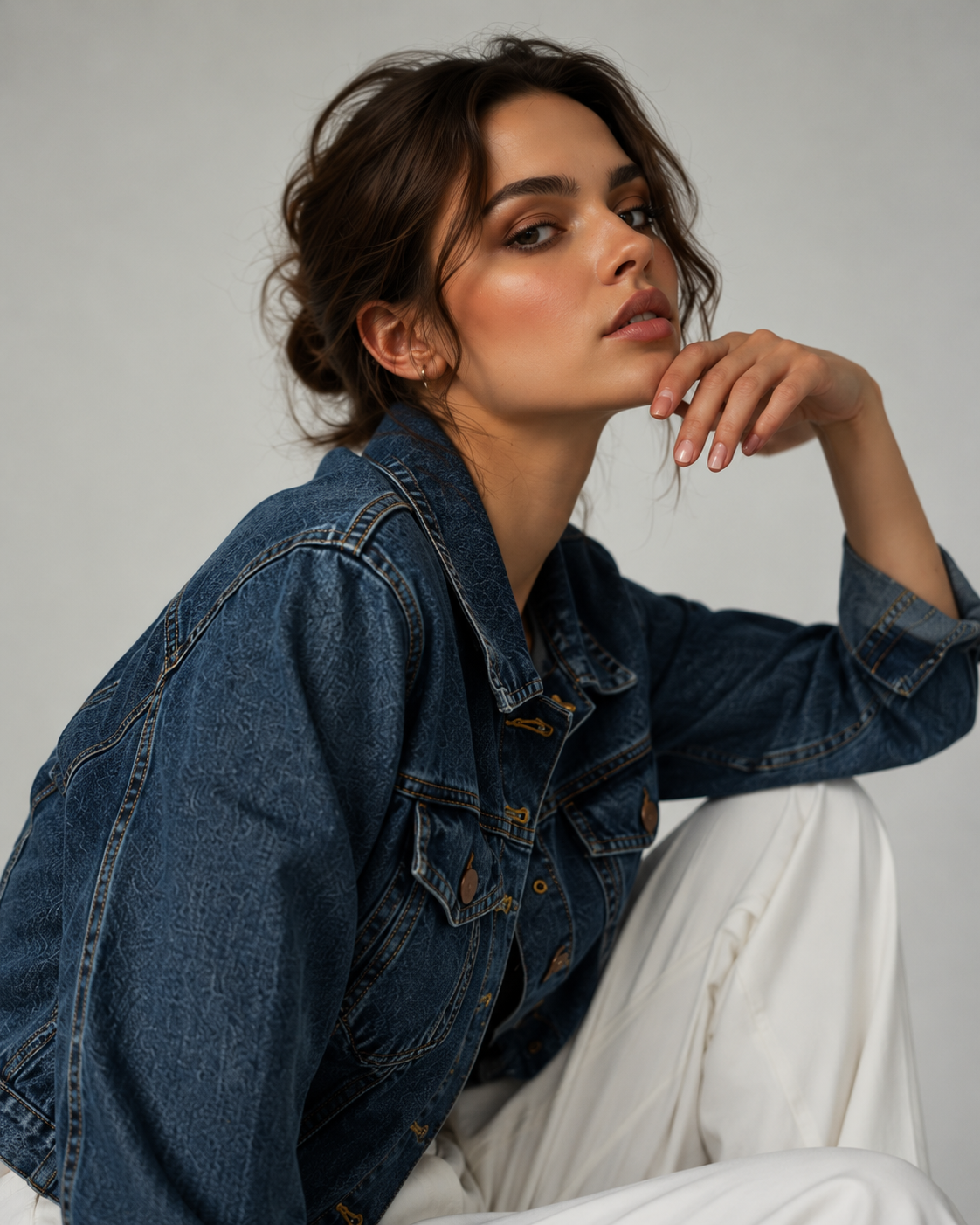 Amazing The Indigo Icon Denim Jacket worn by a model. Buy the best clothes from Thirtieth .in