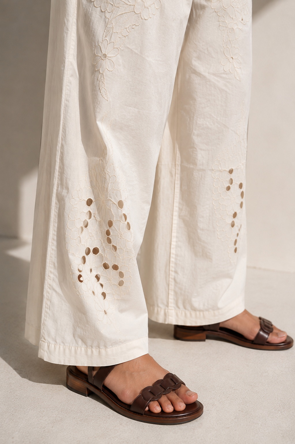 Soleil Embroidered Cotton Pants