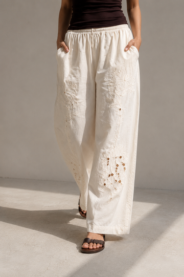 Soleil Embroidered Cotton Pants
