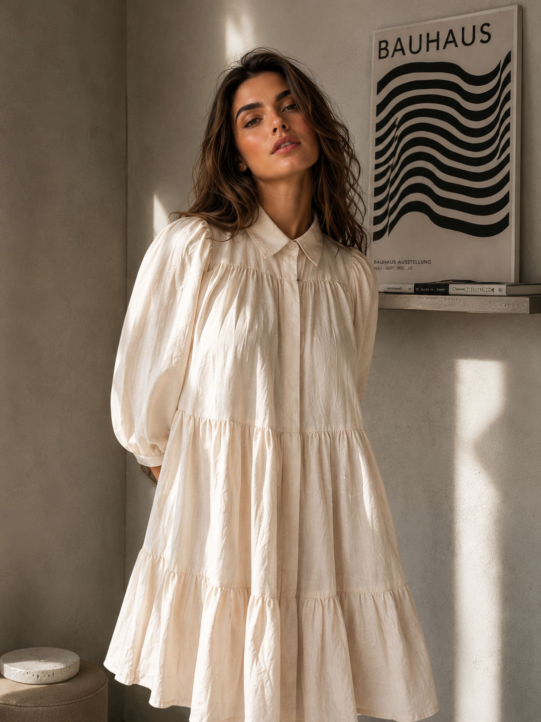Amazing Ivory Linen Dress worn by a model. Buy the best clothes from Thirtieth .in