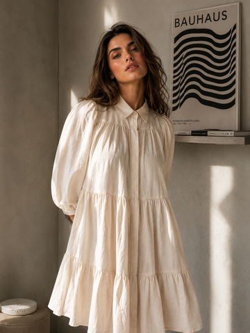Amazing Ivory Linen Dress worn by a model. Buy the best clothes from Thirtieth .in
