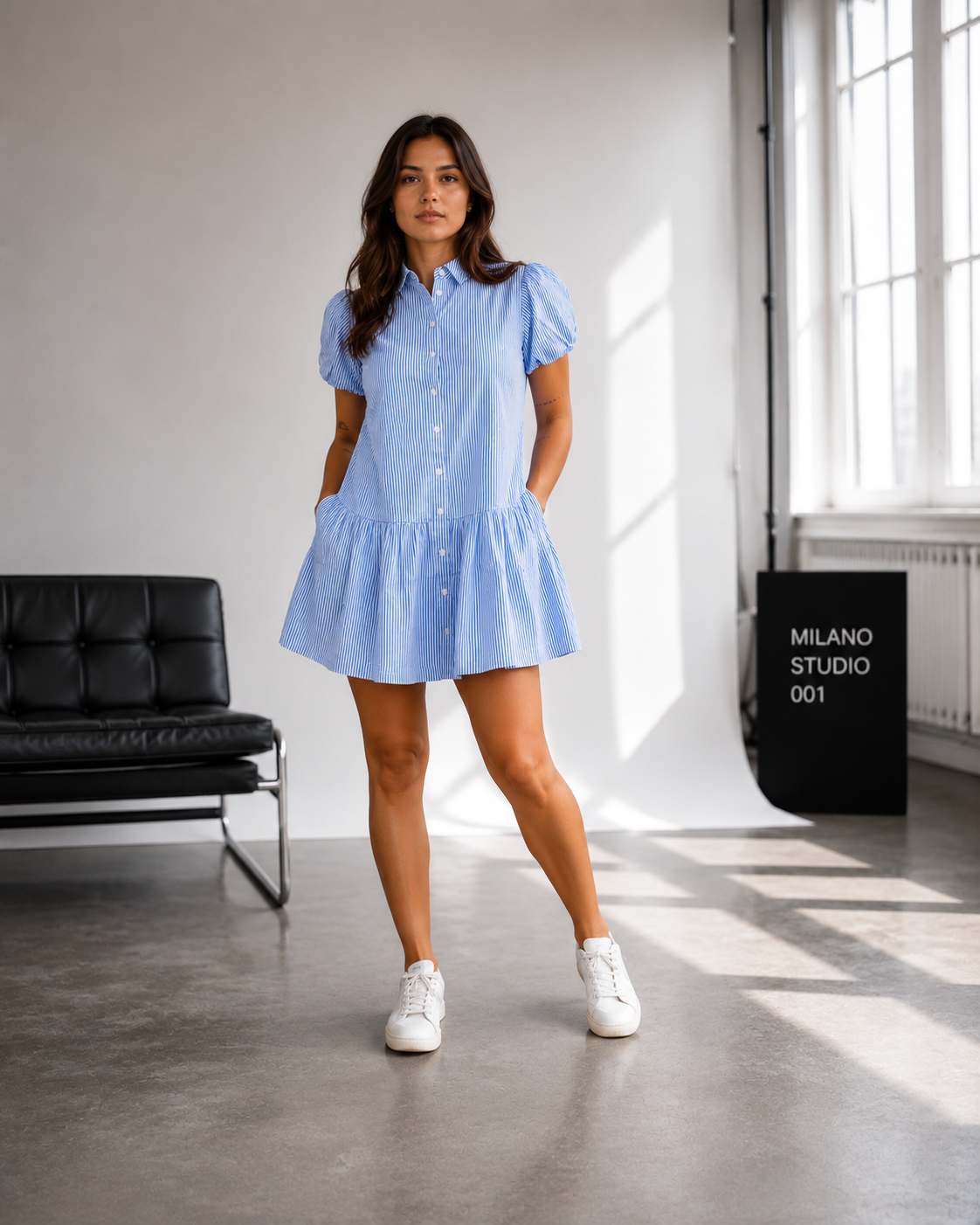 Amazing Bluebell Stripe Dress worn by a model. Buy the best clothes from Thirtieth .in
