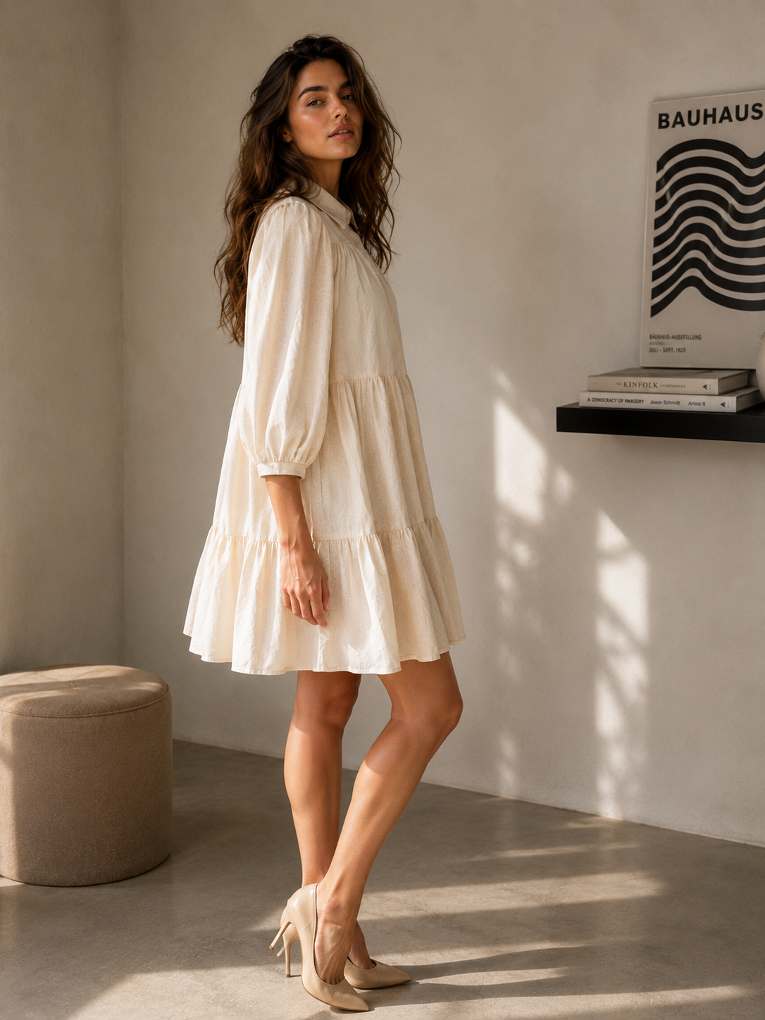 Amazing Ivory Linen Dress worn by a model. Buy the best clothes from Thirtieth .in