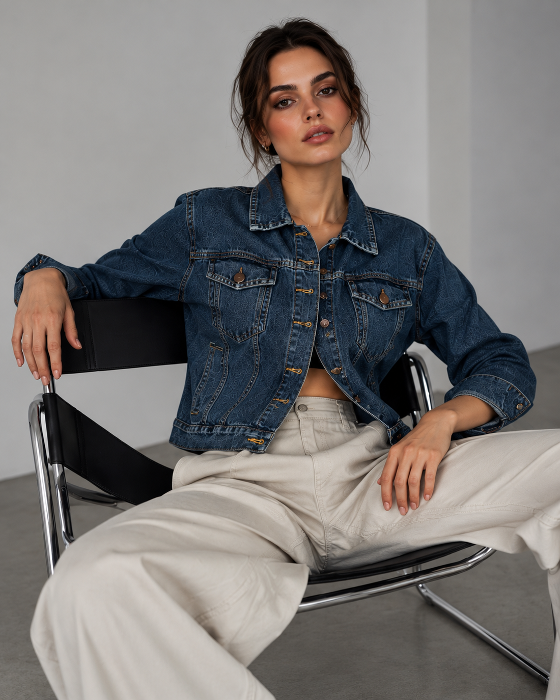 Amazing The Indigo Icon Denim Jacket worn by a model. Buy the best clothes from Thirtieth .in