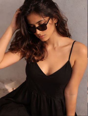 Amazing Midnight Black Dress worn by a model. Buy the best clothes from Thirtieth .in