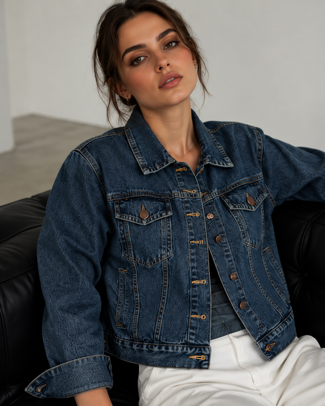 Amazing The Indigo Icon Denim Jacket worn by a model. Buy the best clothes from Thirtieth .in