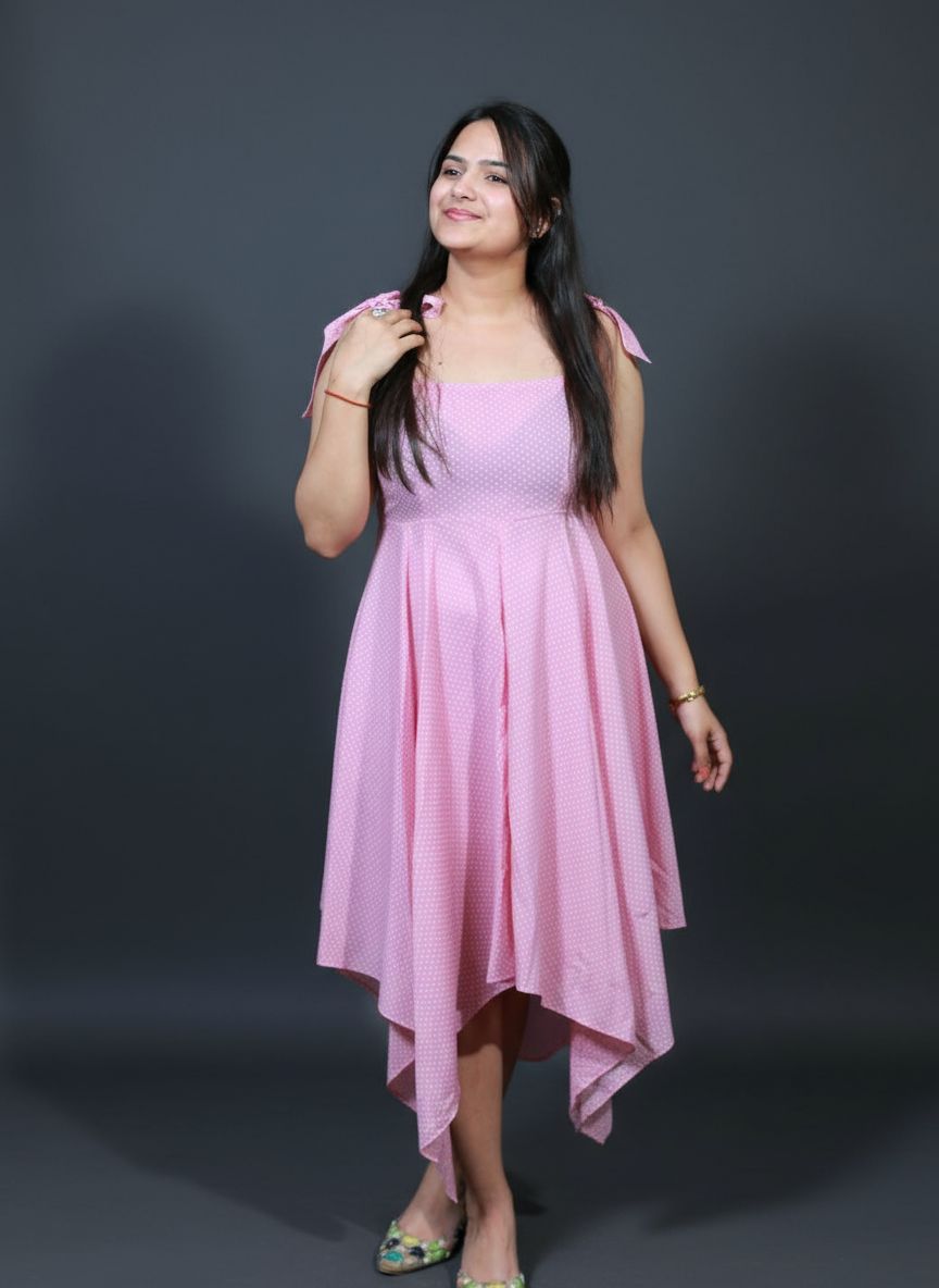 Rosy Drape Asymmetrical Dress