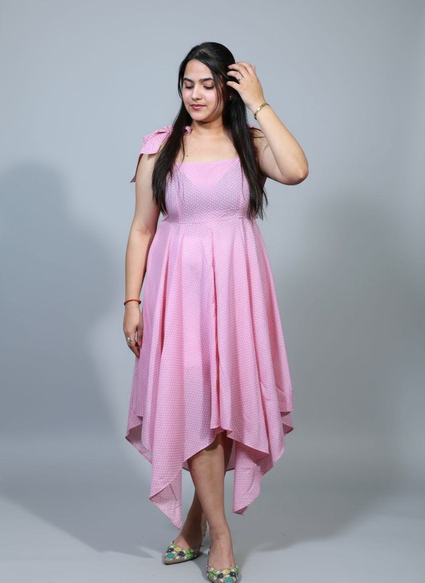 Rosy Drape Asymmetrical Dress