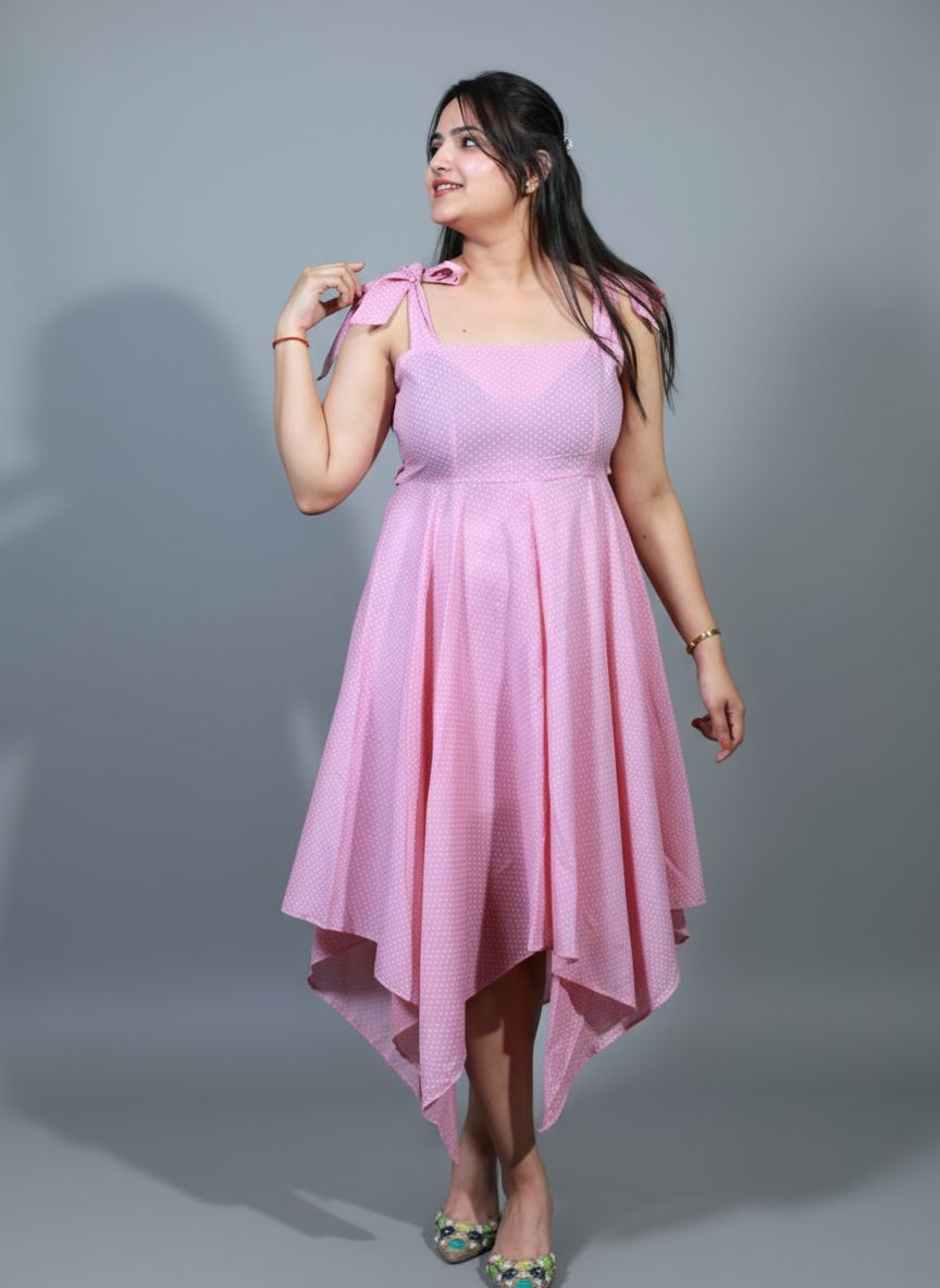Rosy Drape Asymmetrical Dress