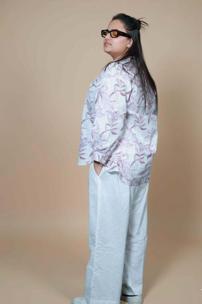 Lilac Leaf Cotton Shirt