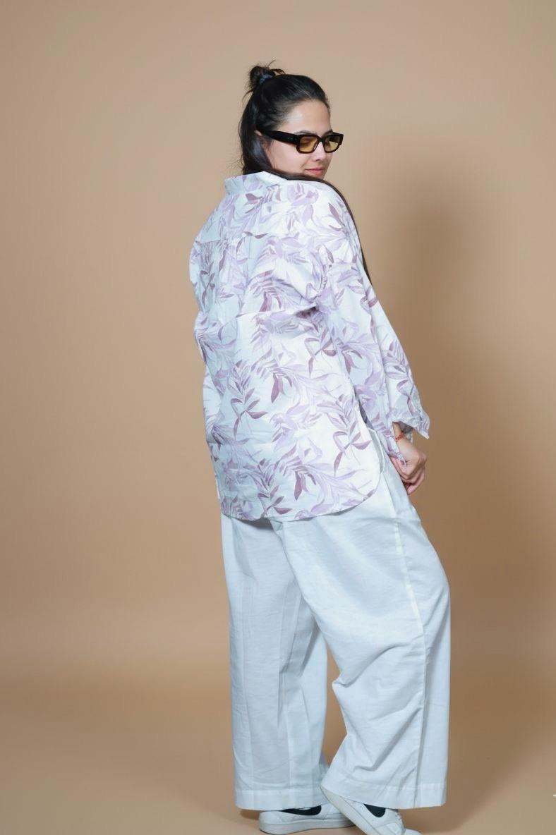 Lilac Leaf Cotton Shirt
