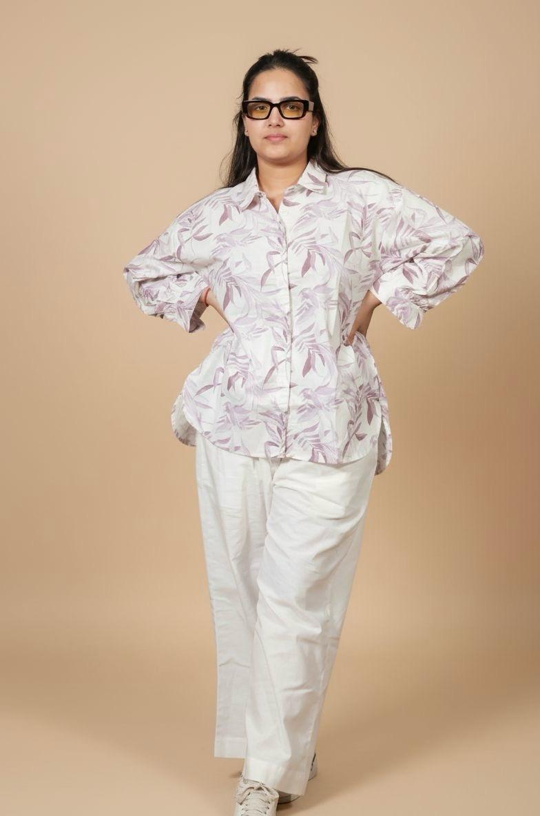Lilac Leaf Cotton Shirt