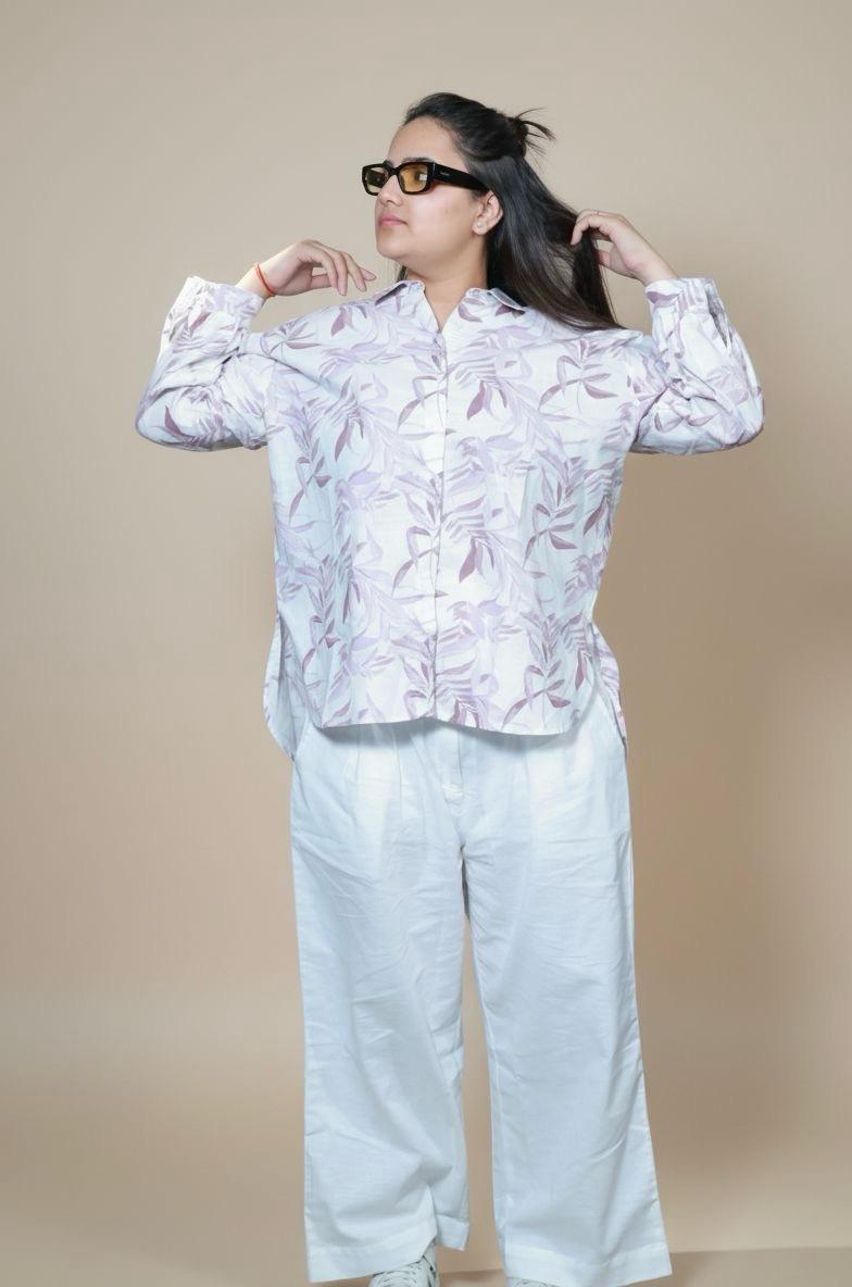 Lilac Leaf Cotton Shirt