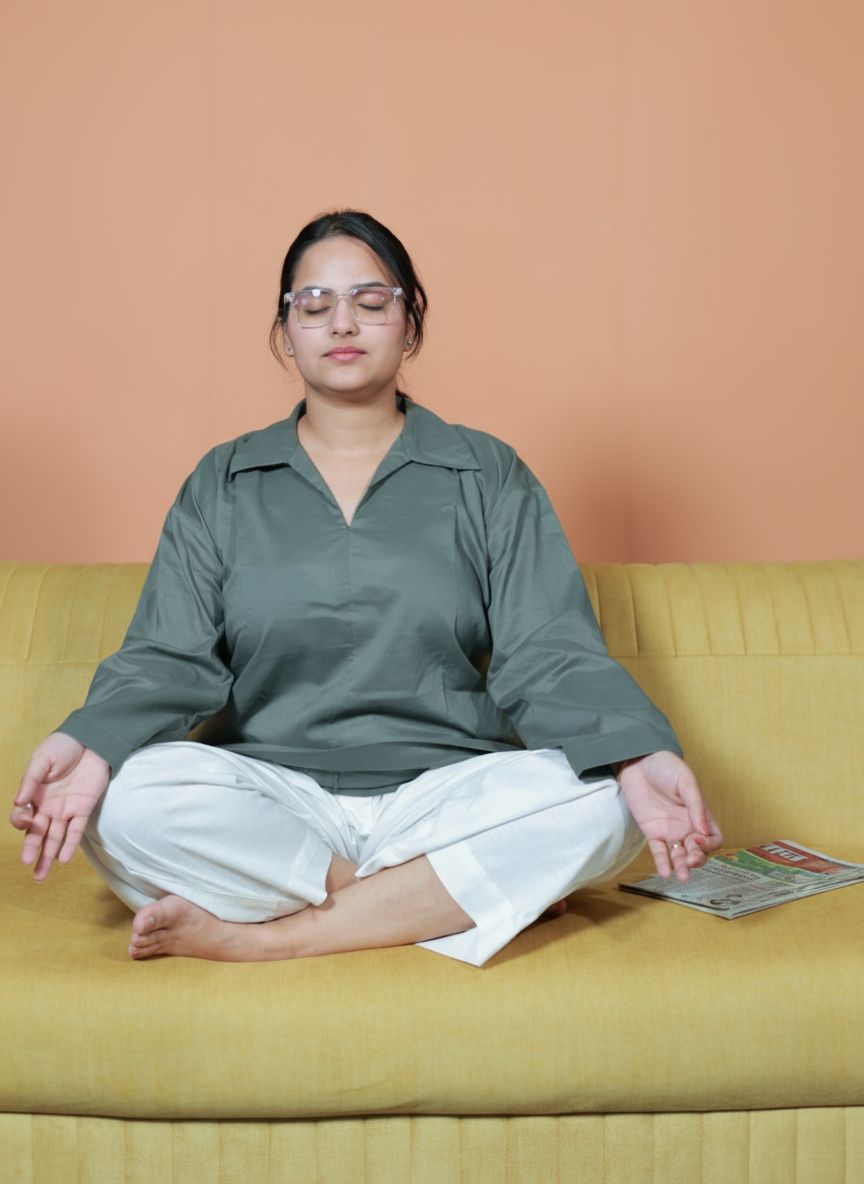 Sage Mist Relaxed Cotton Shirt Dress