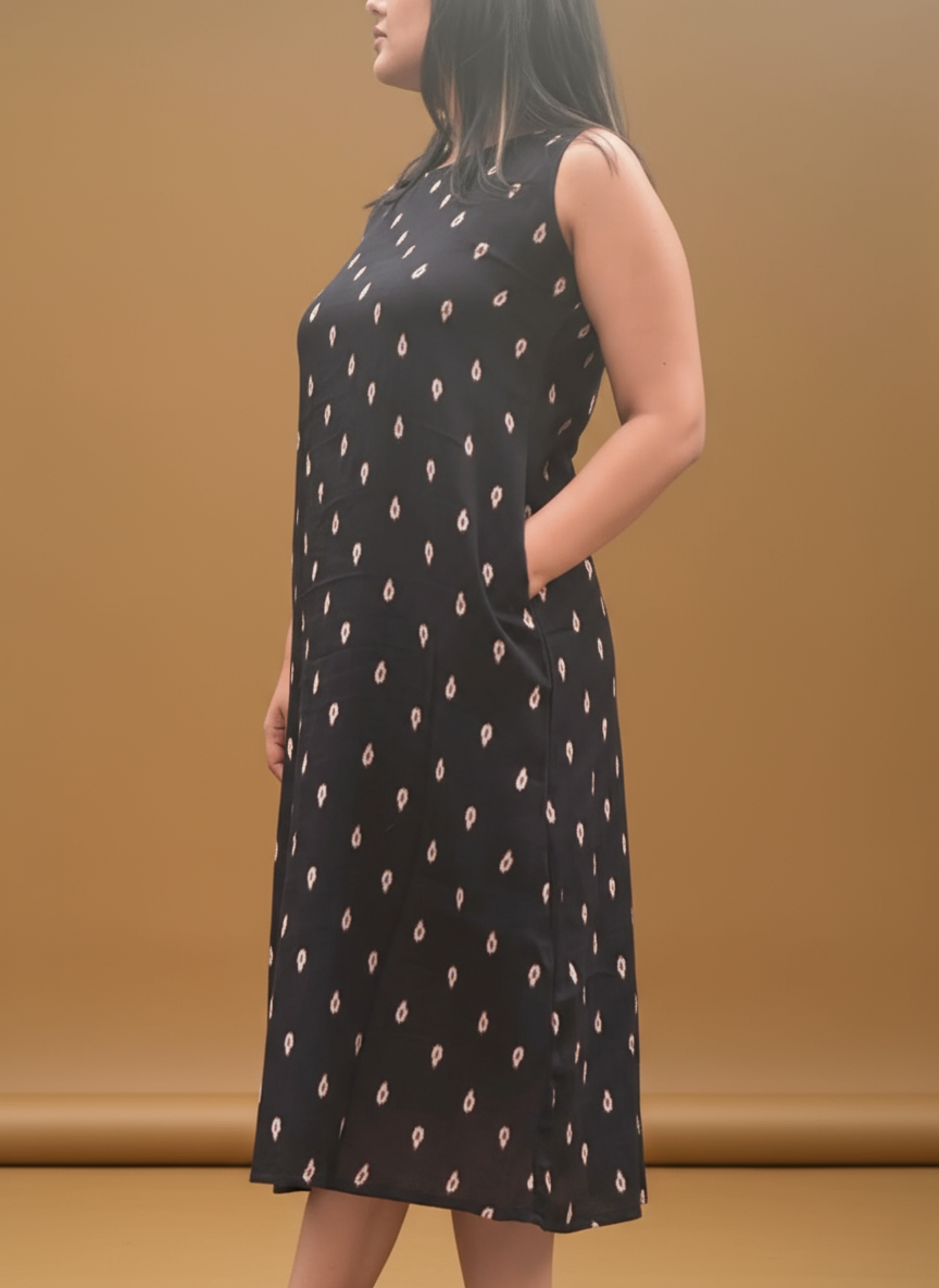 Shadow Bloom Ikkat Dress