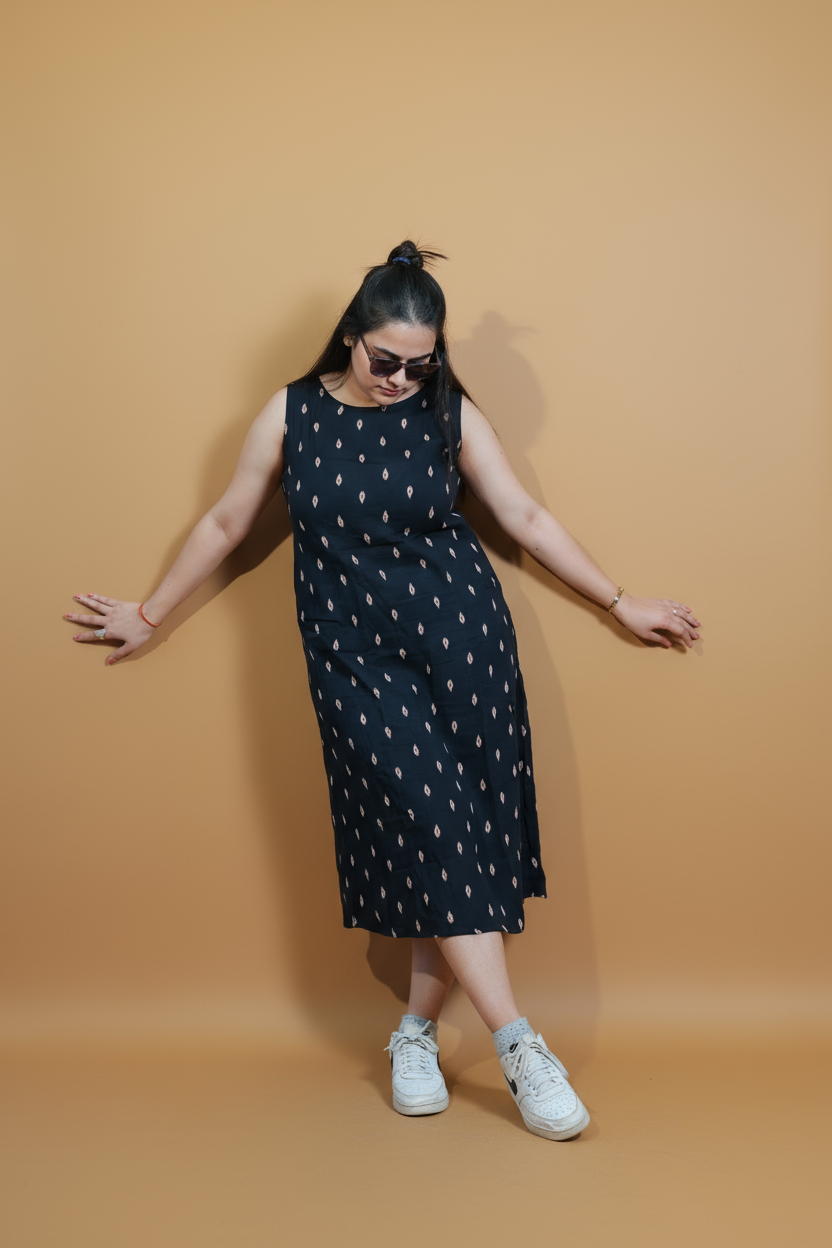 Shadow Bloom Ikkat Dress